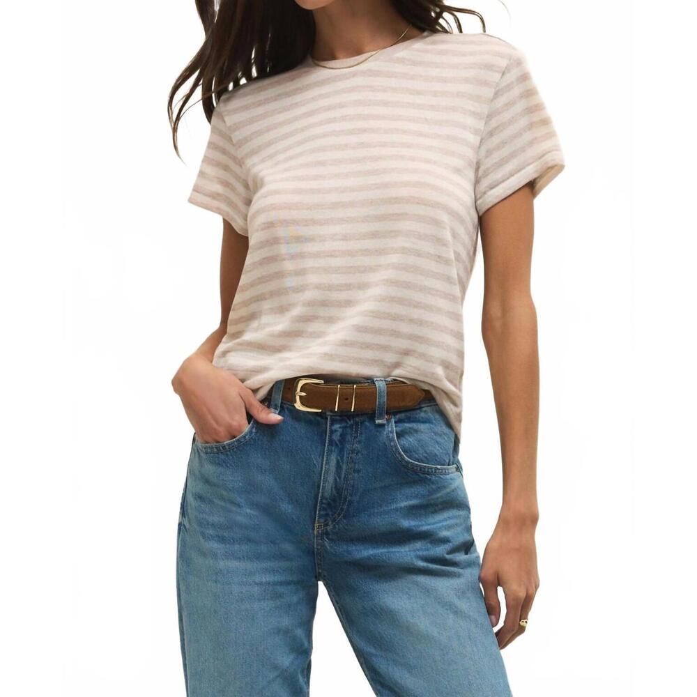 NEW Z SUPPLY tourist striped tee in natural heather